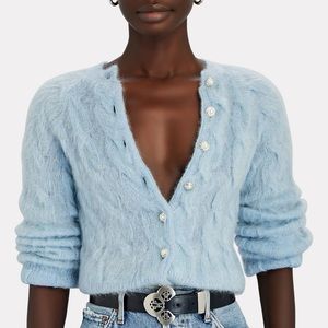 PACO RABANNE Cable Knit Mohair-Blend Cardigan